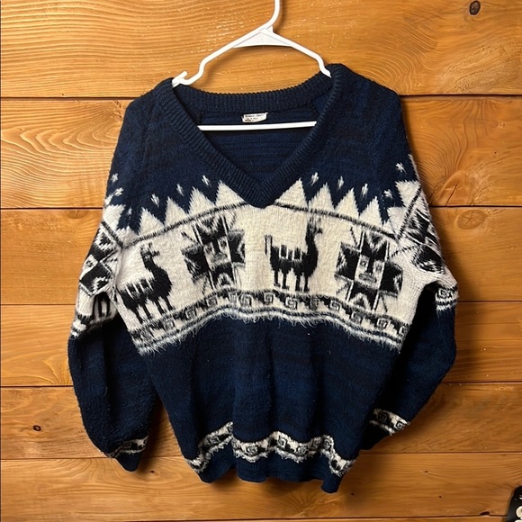 Yejidos-Cortez Alpaca V Neck Long Sleeve Knit‎ Sweater XL Ecuador Wool vintage - Picture 1 of 9